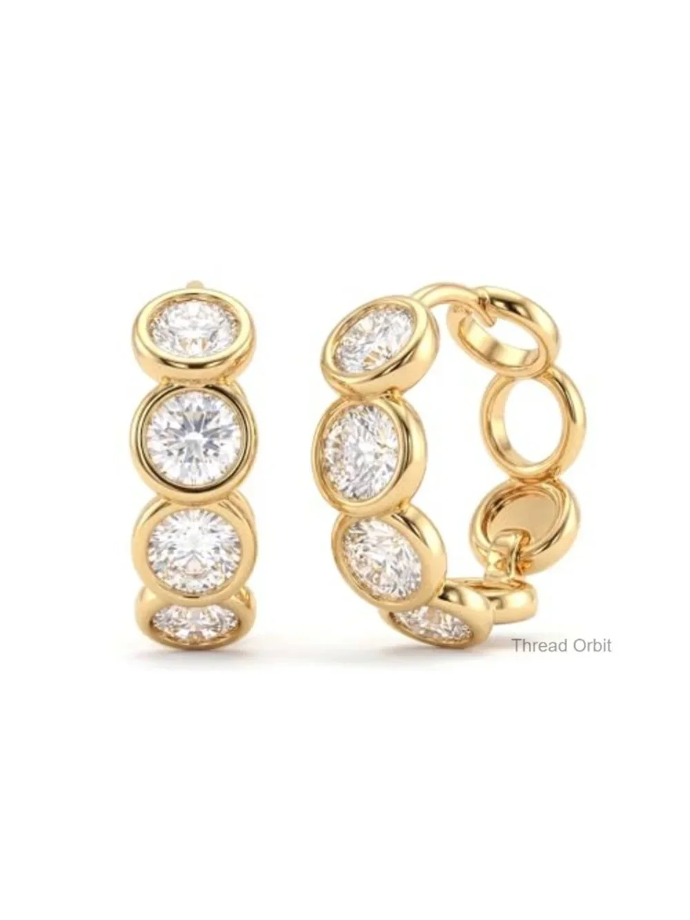 Gold Plated Huggie Hoop Earrings Cubic Zirconia Hypoallergenic